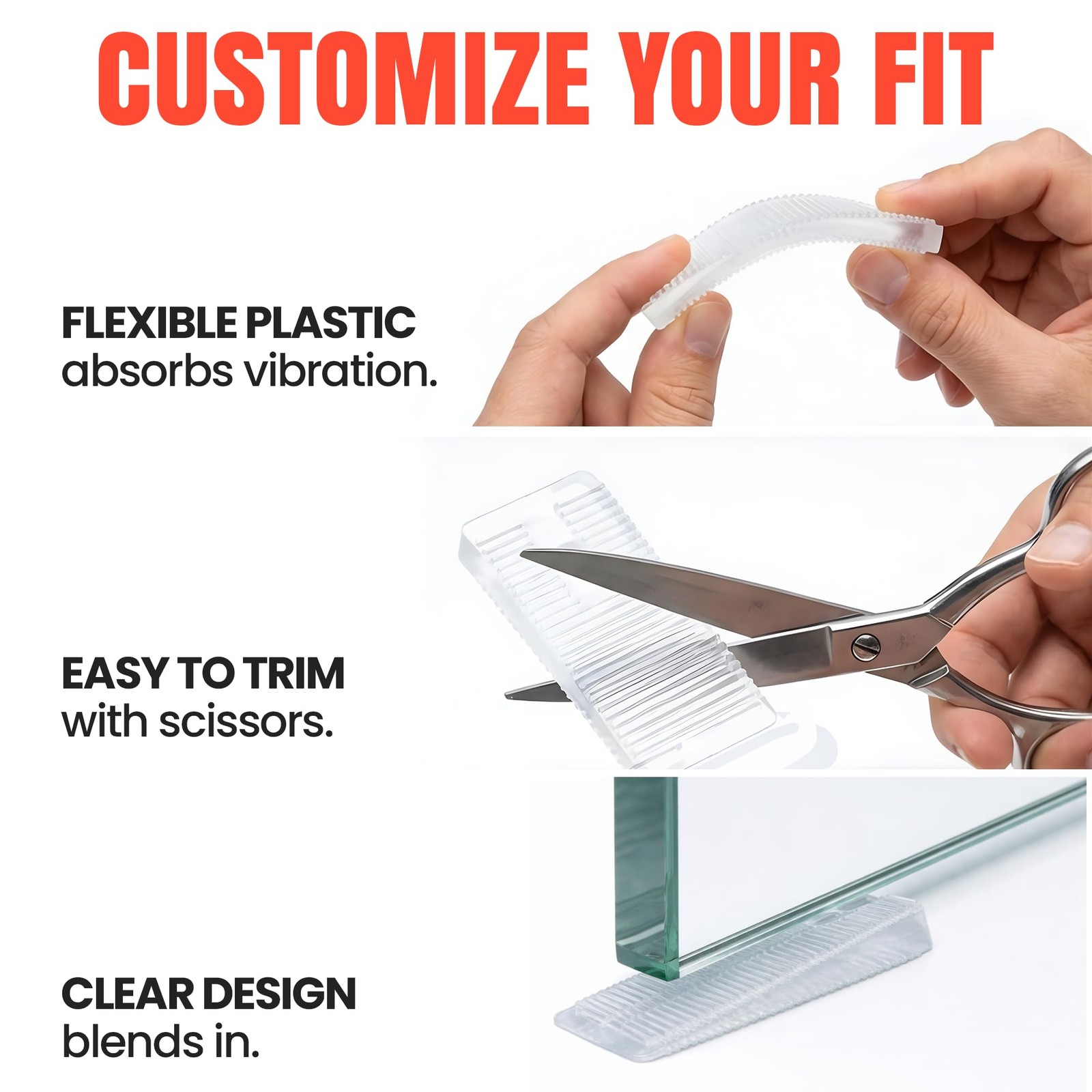 Wobble Wedges Flexible Plastic Shims Multi-Purpose Leveling 6, Clear