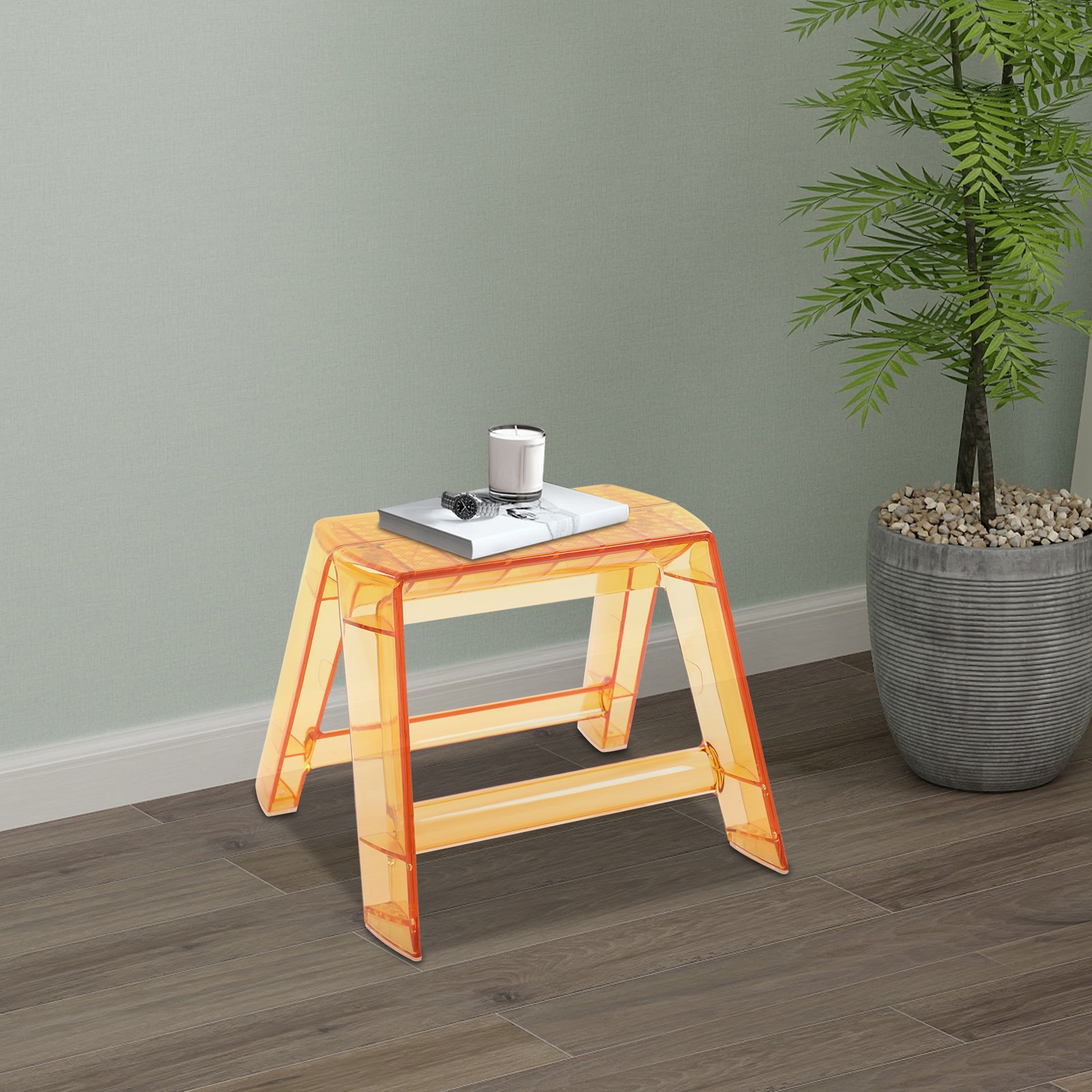 Protable Step Ladder Step Stool for Adults Clear Stool for Indoor Outdoor