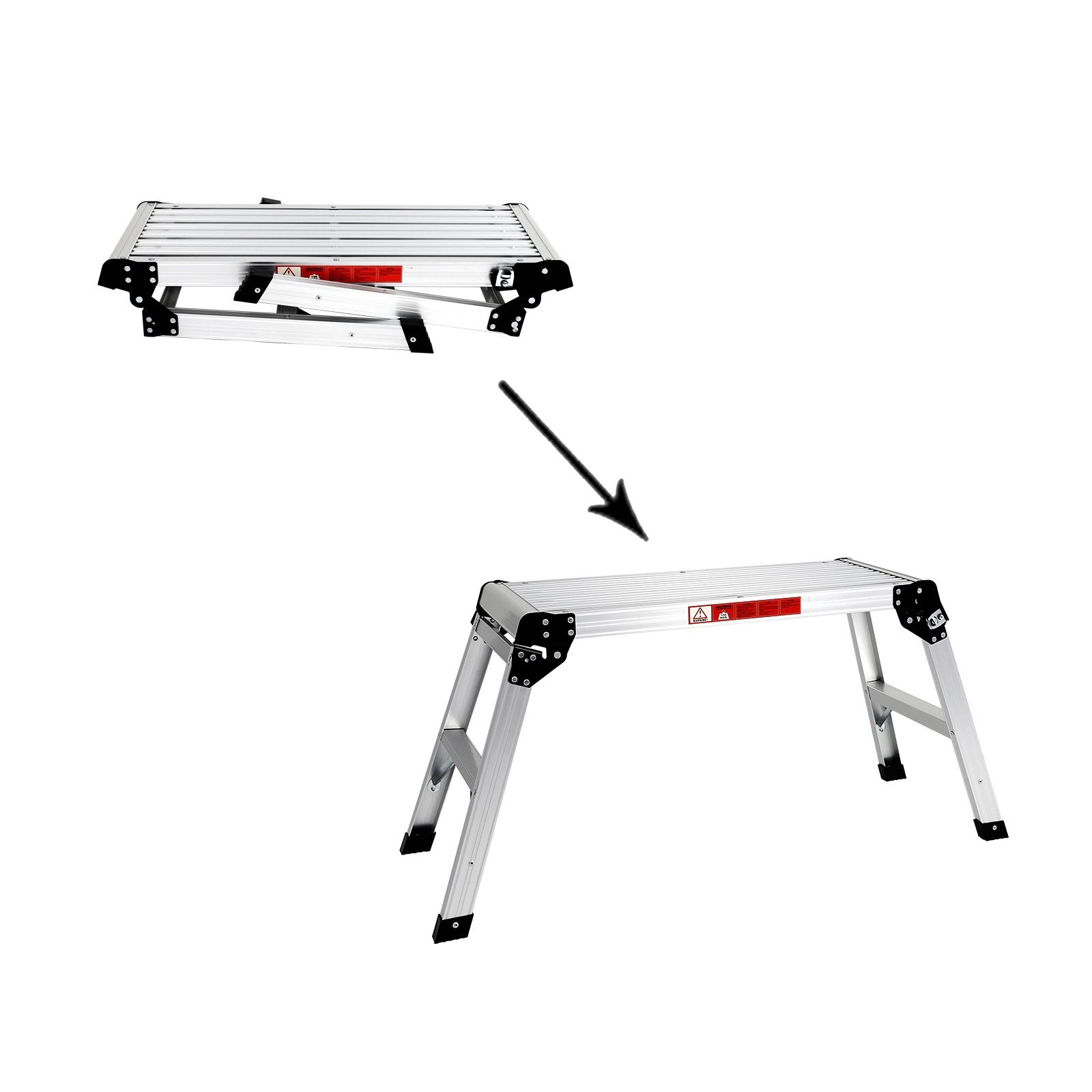 30″ Aluminum Step Folding Work Platform Drywall Ladder 330lbs Non-slip Bench