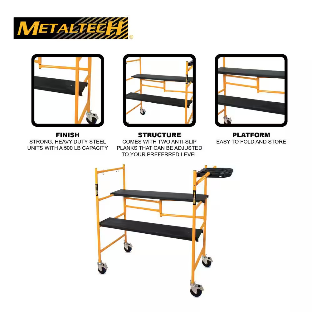 Jobsite Series Baker 4.1 Ft. H X 3.4 Ft. W X 1.8 Ft. D Mini Scaffold Platform wi