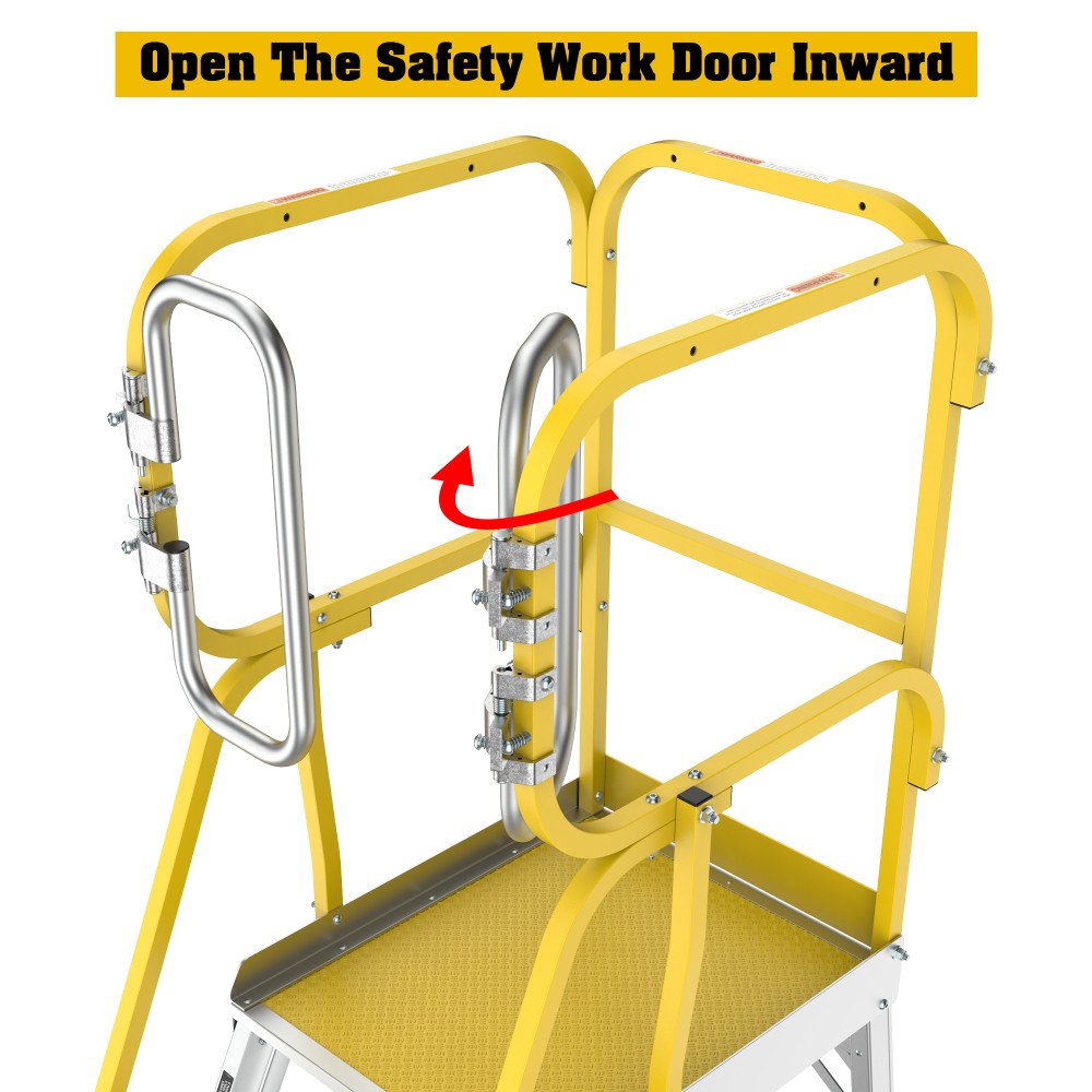 5 Step 375 Lbs Aluminum Rolling Platform Ladder Rolling Work Cart