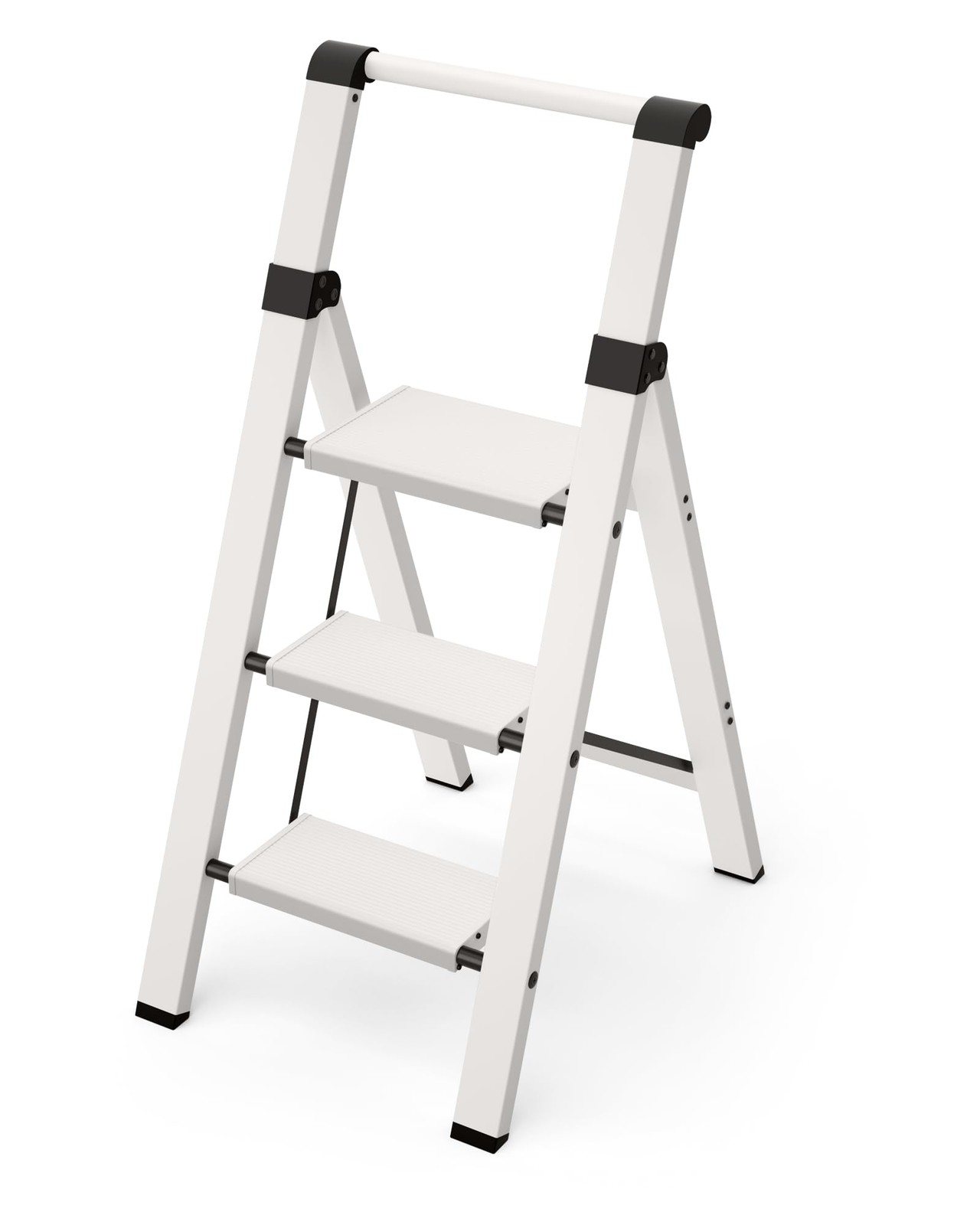 Taranta 3 Step Ladder, Lightweight Aluminum Stool with 3 Step, White