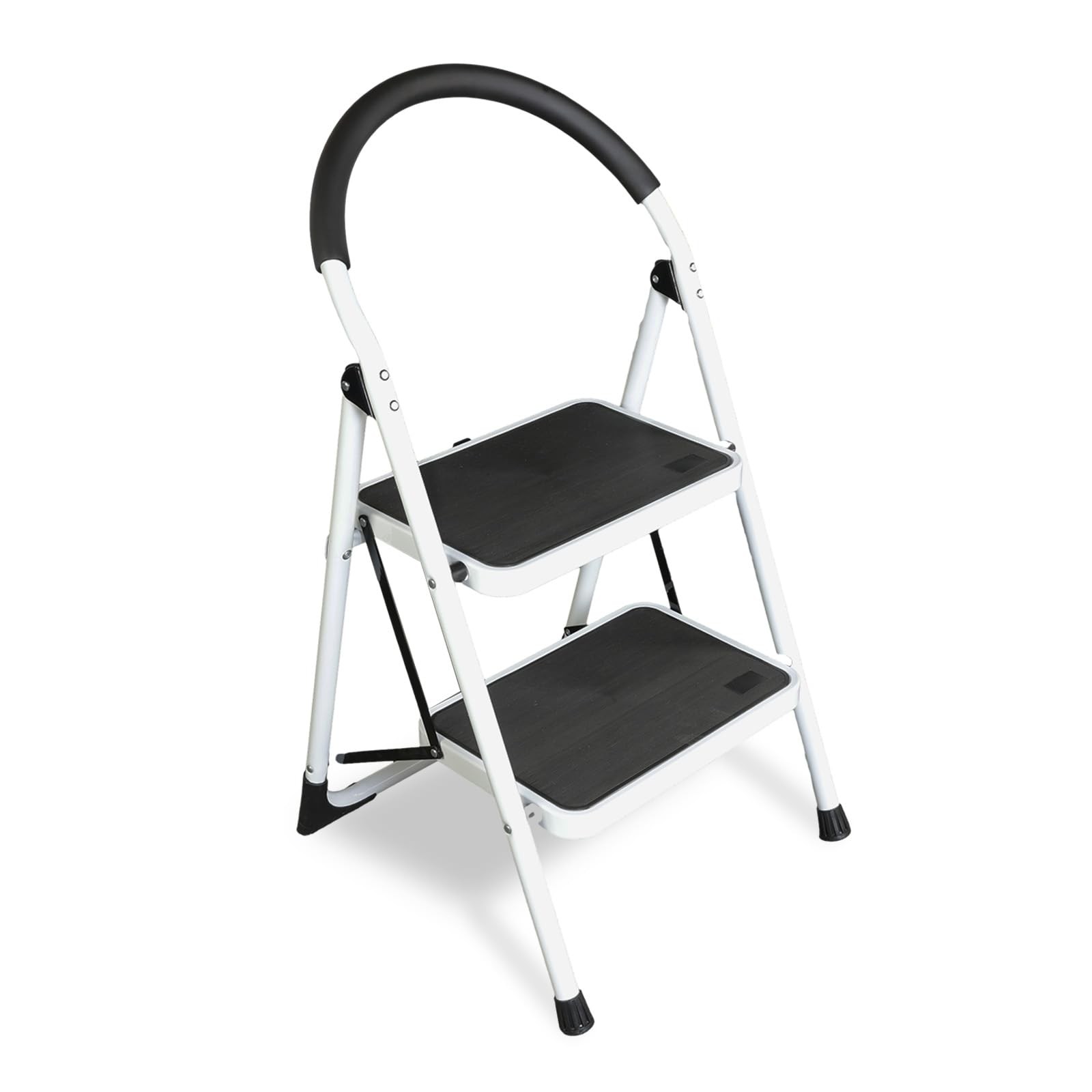 Jack Boss 2 Step Ladder, Folding Lightweight Stool 2 White