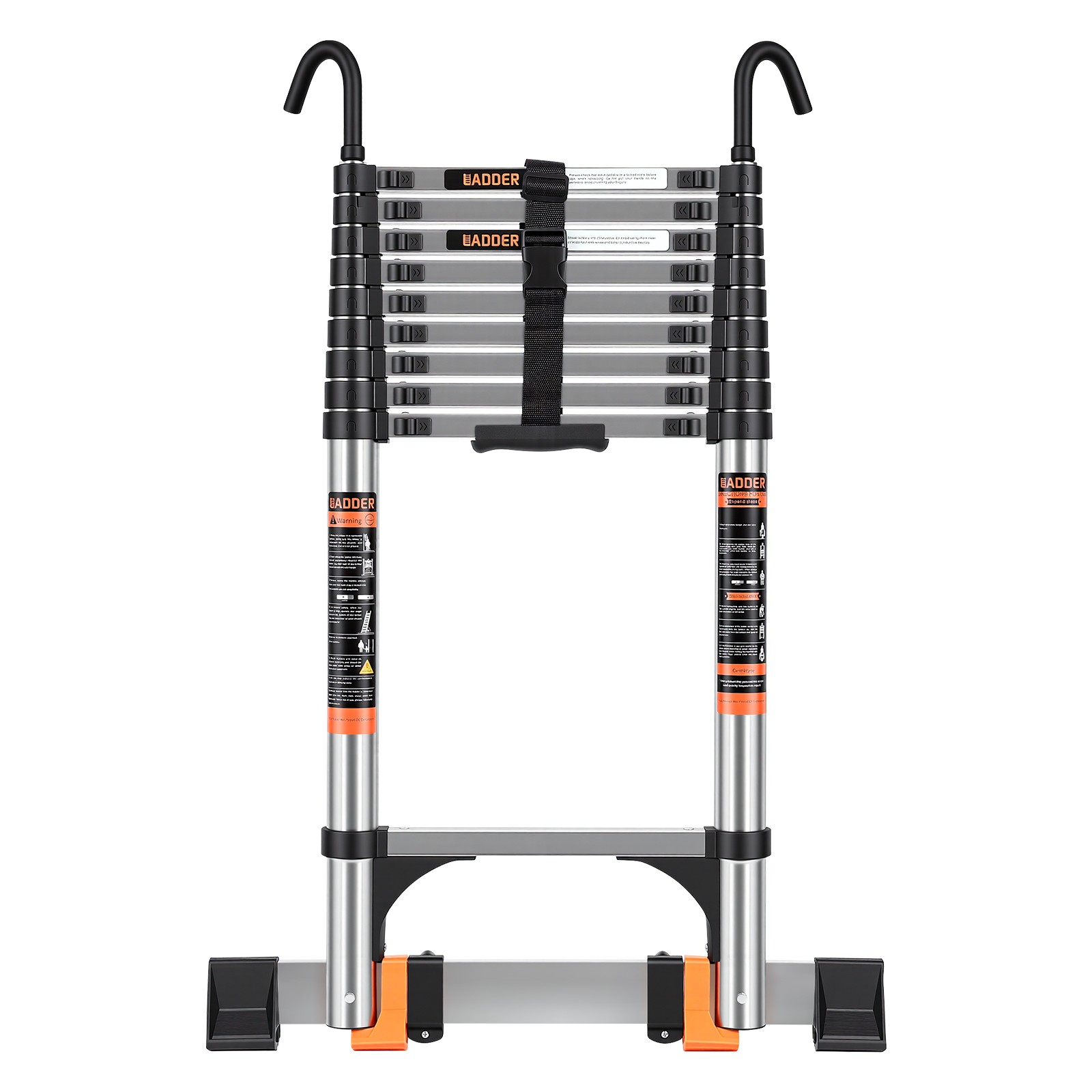 Telescoping Ladder 12.5 FT A Frame, for Home and Outdoor Work, Silver