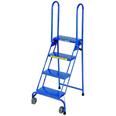 Ballymore Ls4247 60 In H Steel Folding Rolling Ladder, 4 Steps, 350 Lb Load