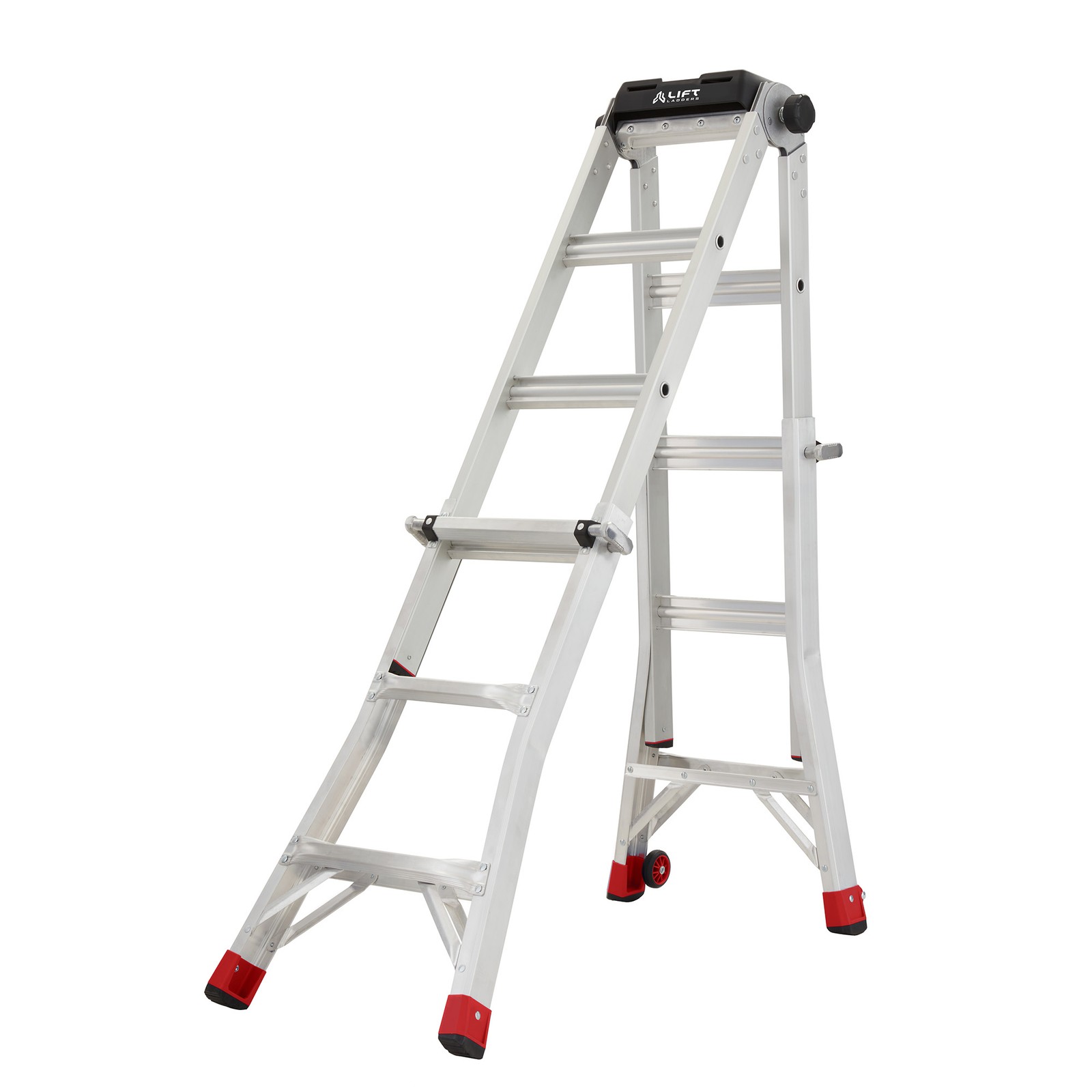 Lift Ladders 15 Foot Reach Multi Position Aluminum Step Ladder, 300 lb Capacity