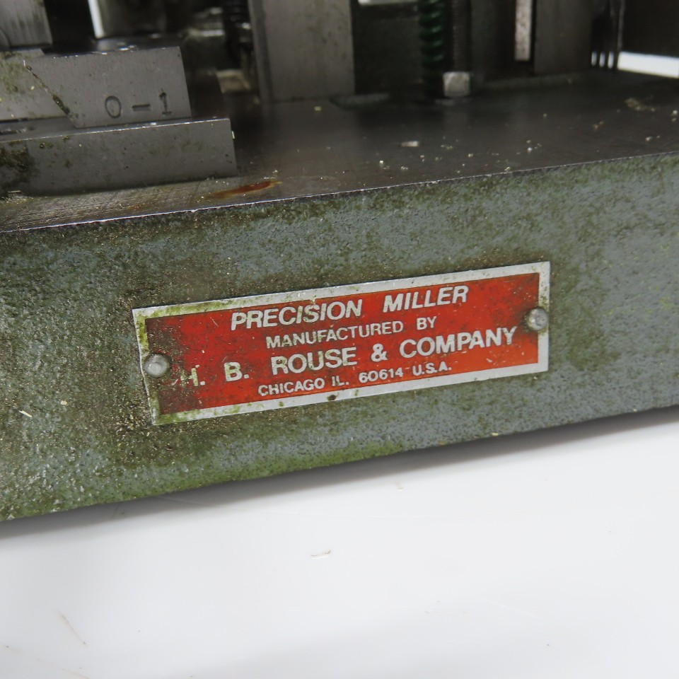 H. B. Rouse Hand Miller Slitting Horizontal Mill Milling Machine 1/4HP 115V 1Ph