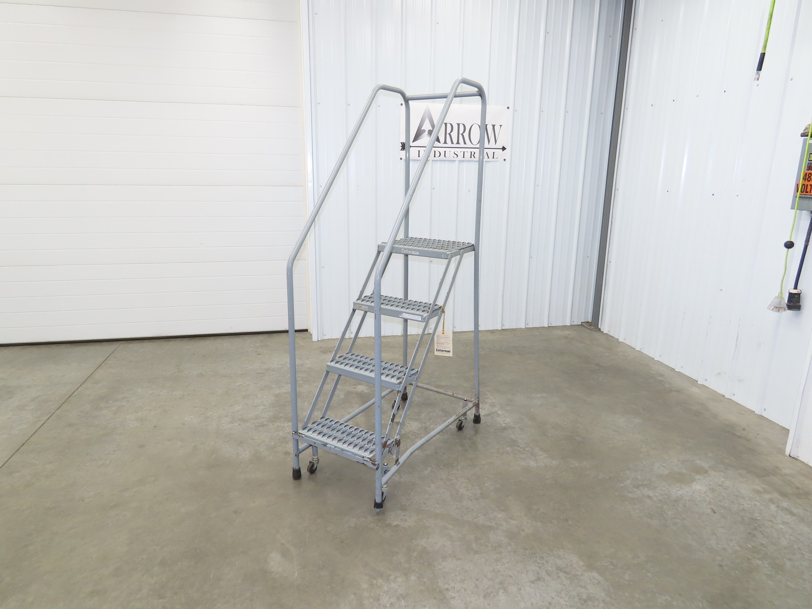 Cotterman 1204R Rolling Ladder Narrow Aisle 4 Step 12″ Platform 40″ Top Step