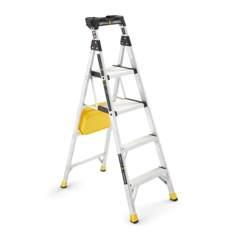 5.5 Feet Aluminum Dual Platform Ladder with Project Bucket 300 lbs Capacity