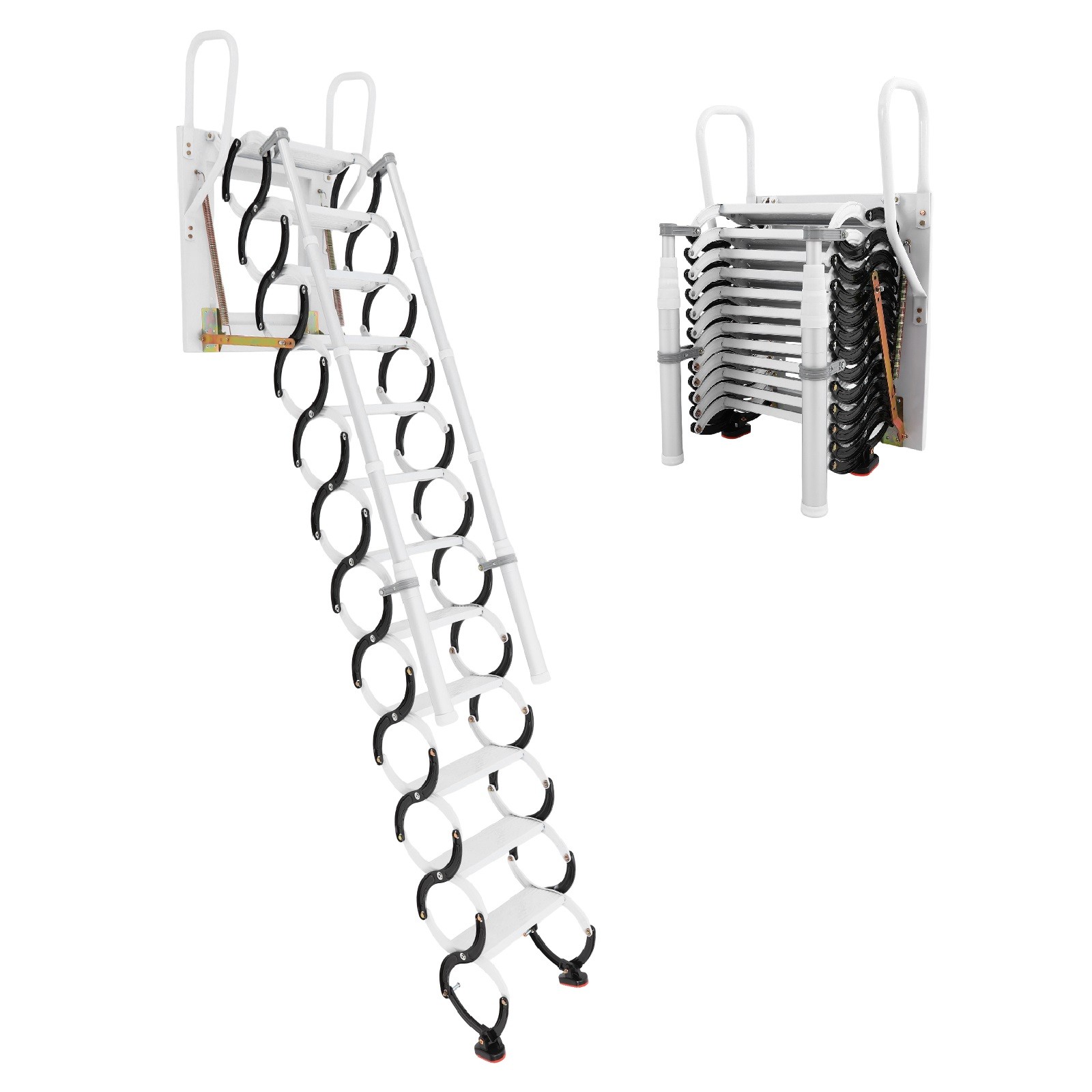 12 Steps Ladder Wall-Mounted Ladder w/Handrail Telescopic Ladder 661.39lbs
