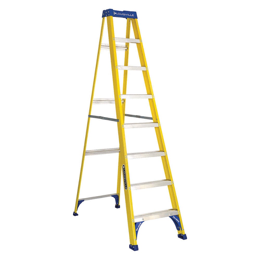 LOUISVILLE LADDER FS2008 Stepladder,Fiberglass,8 ft. H,250 lb Cap 1CMT4