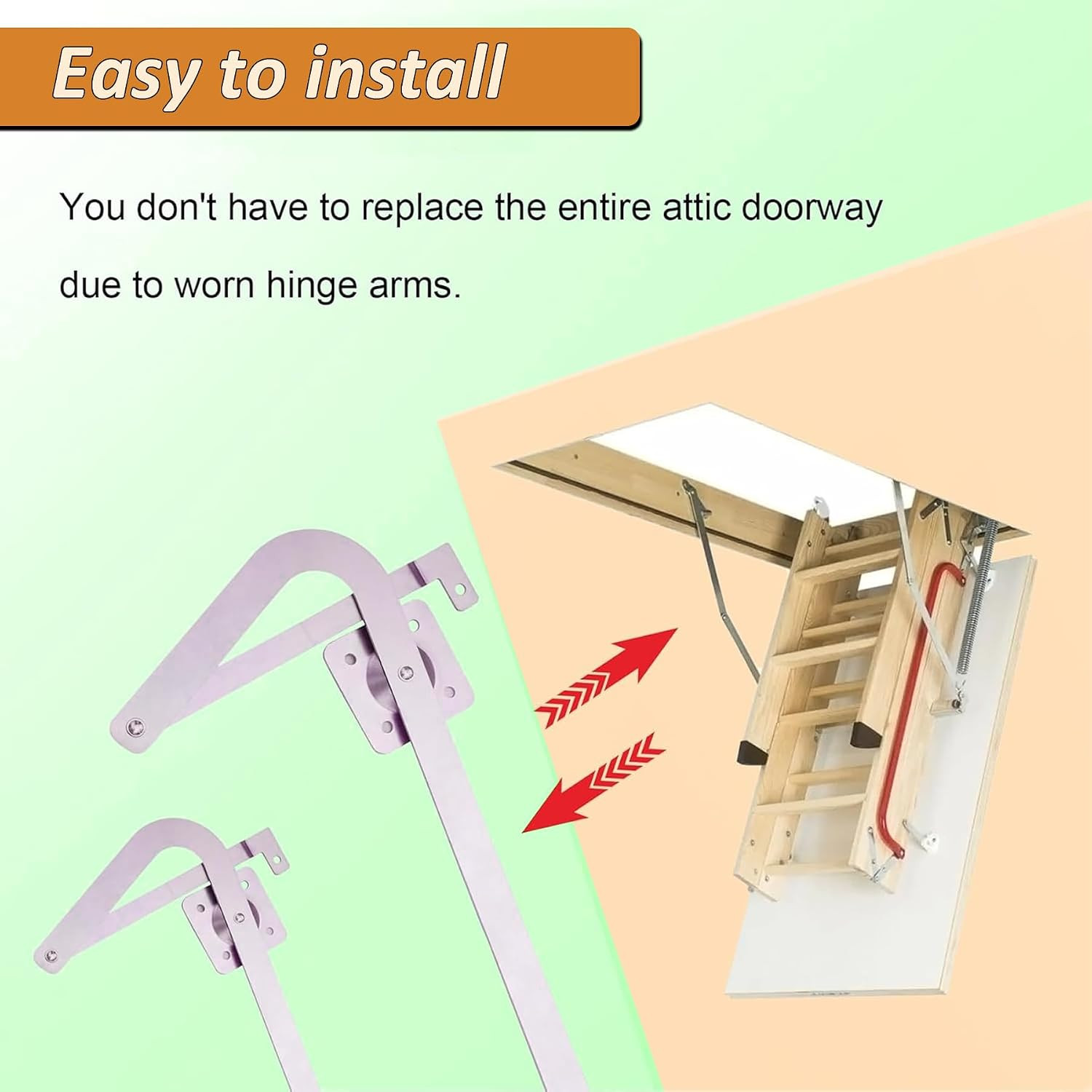 Replacement Attic Ladder Hinge Arm Kit for Werner Models | Mk 1-5, A2208, A2210,