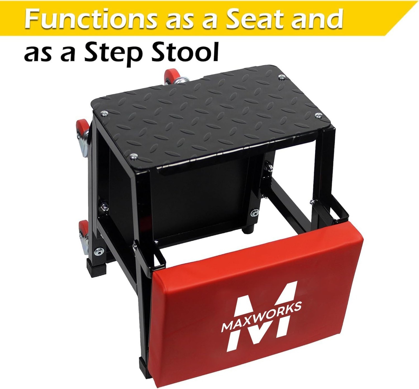 MaxWorks 50880 Garage Creeper Seat and Stool Combo, Workshop Seat with 300 Lb…