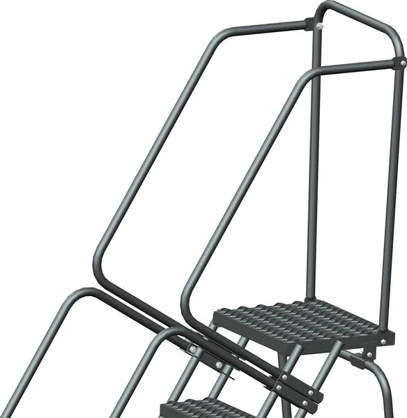 NEW! Ballymore 133in H Steel Rolling Ladder-10 Step Serrated-450lb Load Cap!!