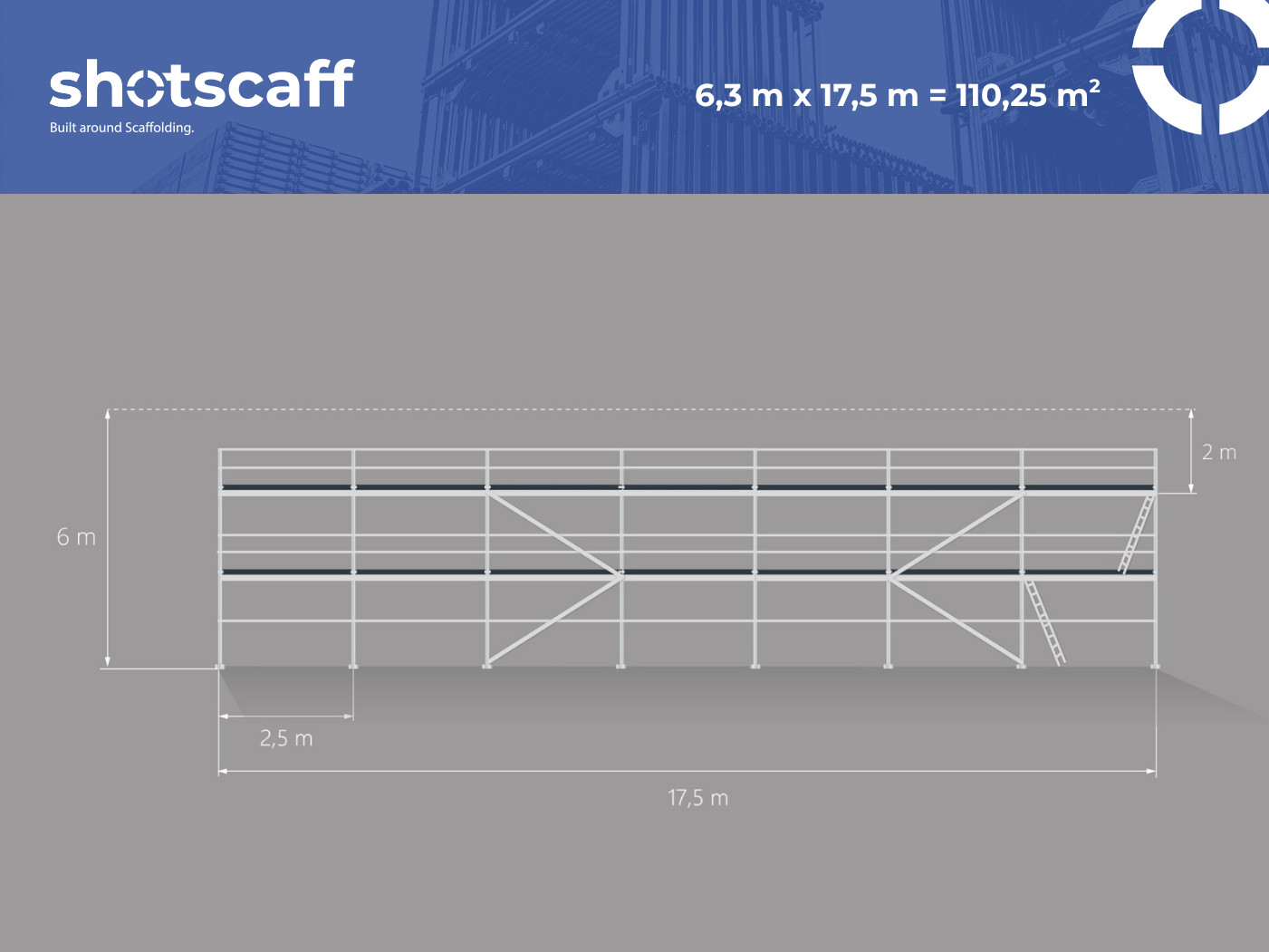Scaffolding set for facade 110 m2 WOODEN FLOOR 2.5 m scaff 74 FREE SHIPPING