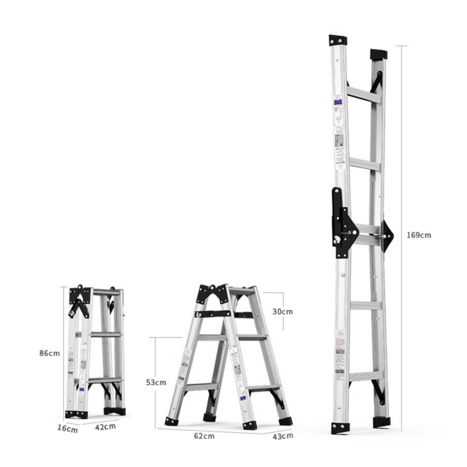 Double-Sided Step Ladder Foldable Work Tool Rust Resistant for Warehouse