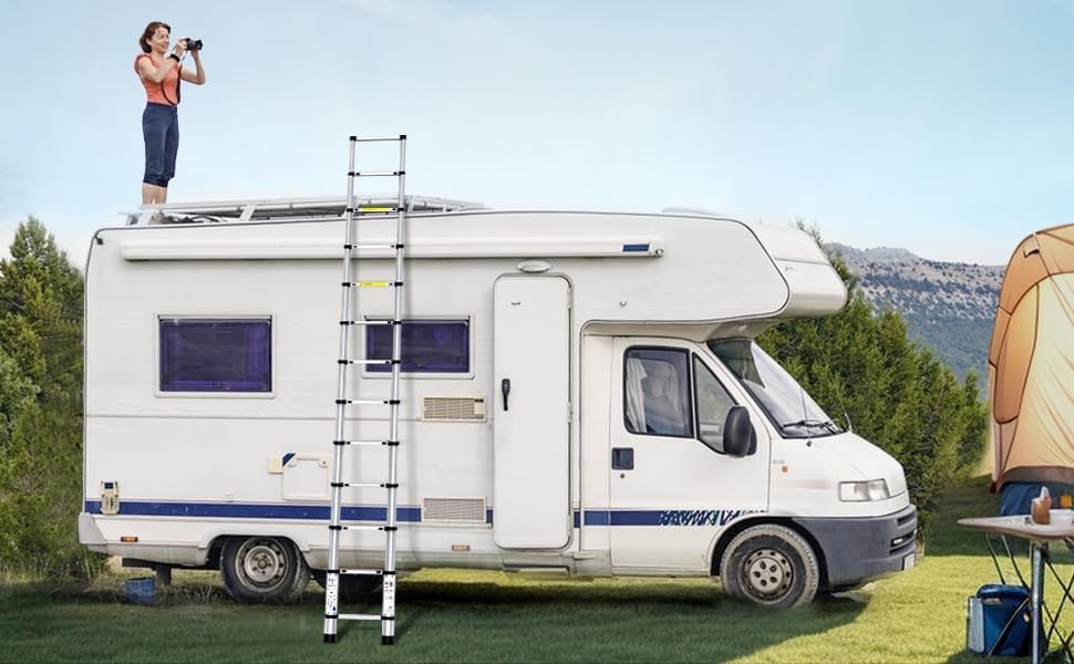 12.5FT Telescoping Ladder Aluminum Folding Telescopic Extension Ladder Portable