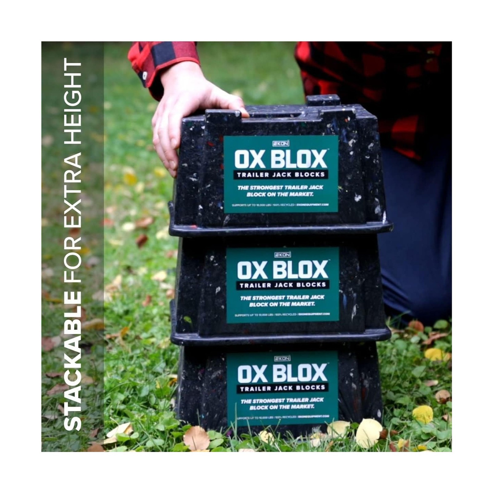 4-Pack OX BLOX Heavy Duty Trailer Jack Block – Made in USA RV Leveling Blocks…
