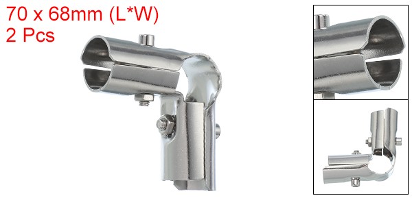 1″ 3 Way Pipe Clamp Connector, 2 Pcs L Shape Chain Fence Clamps, Silver