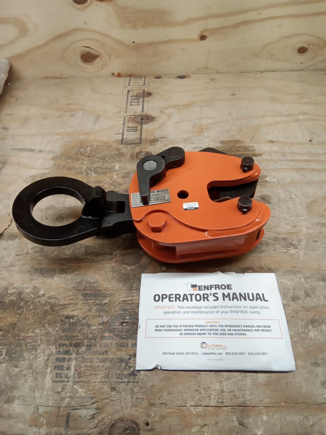 RENFROE JPA-02.00-A Plate Clamp,4,000 lb Load Cap.,Manual 36G564