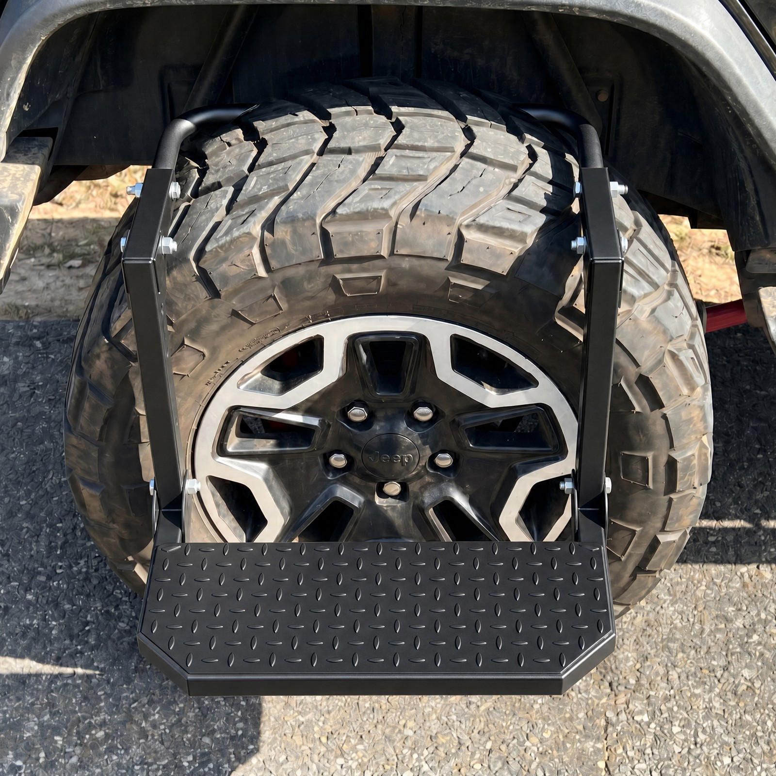 Folding Tire Mounted Step Side Step for Truck SUV&RV Fit Most 10.2-14.4in Tires