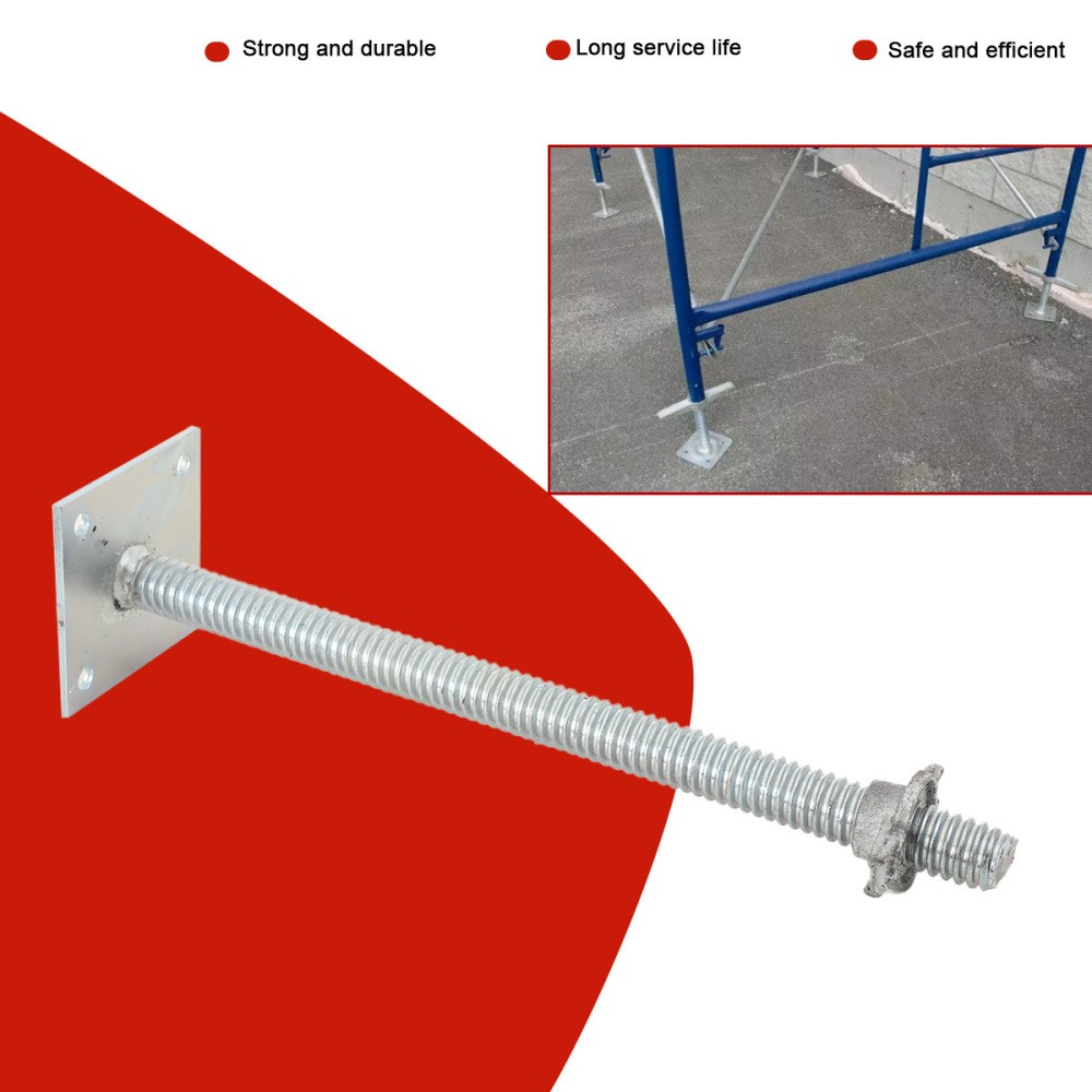 4-Pack Adjustable Leveling Jacks 18″ Scaffolding Solid Screw 4.7×4.7″ Base Plate