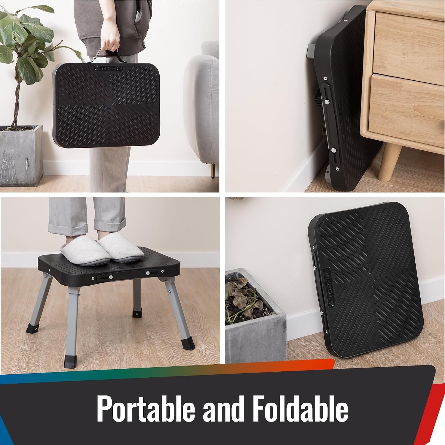 11″ Folding Step Stool 16×12″ – Non-Slip Large Platform Sturdy Steel for Indoor