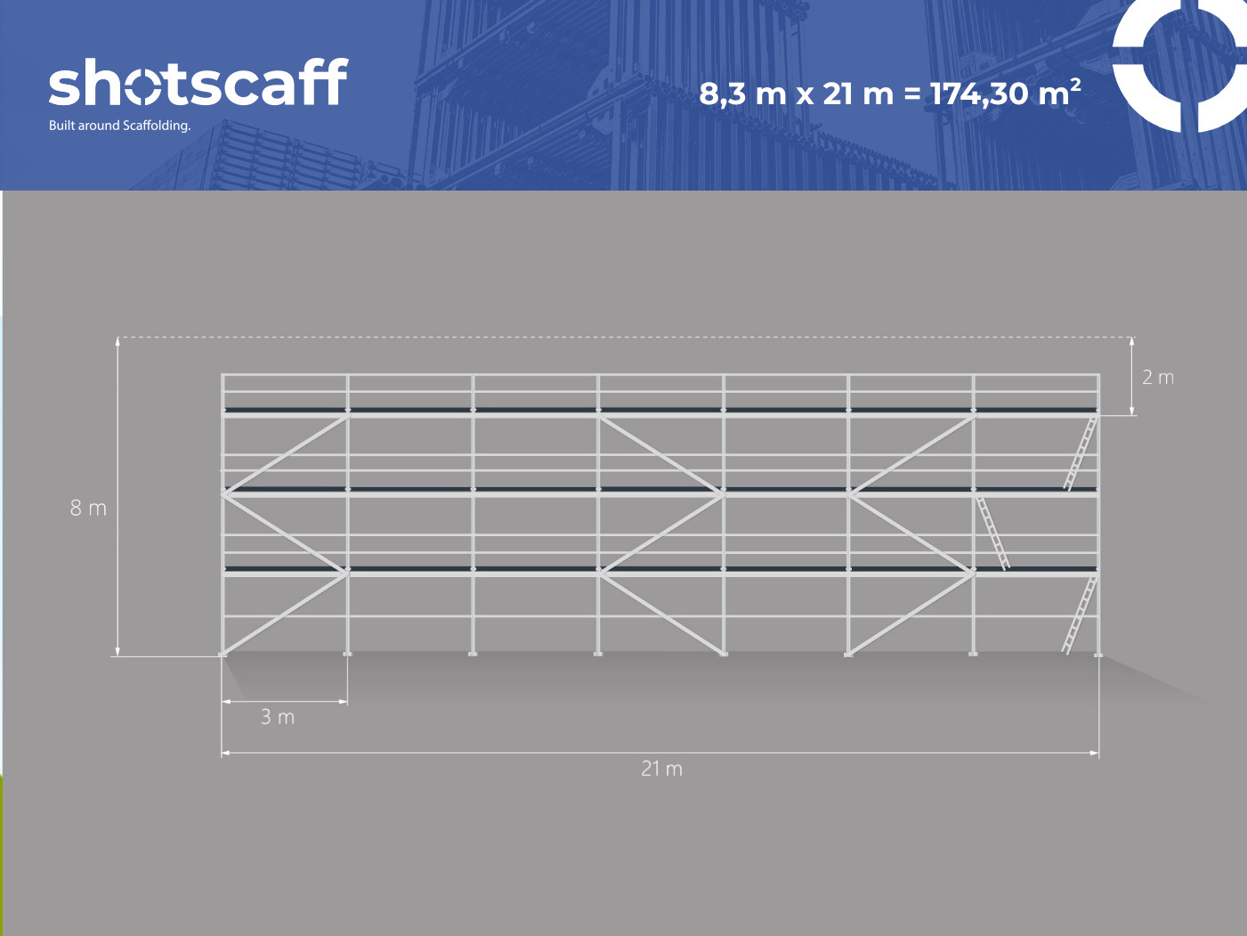 8x21m steel scaffolding Scaff 74 facade scaffolding állványza Pastoliai