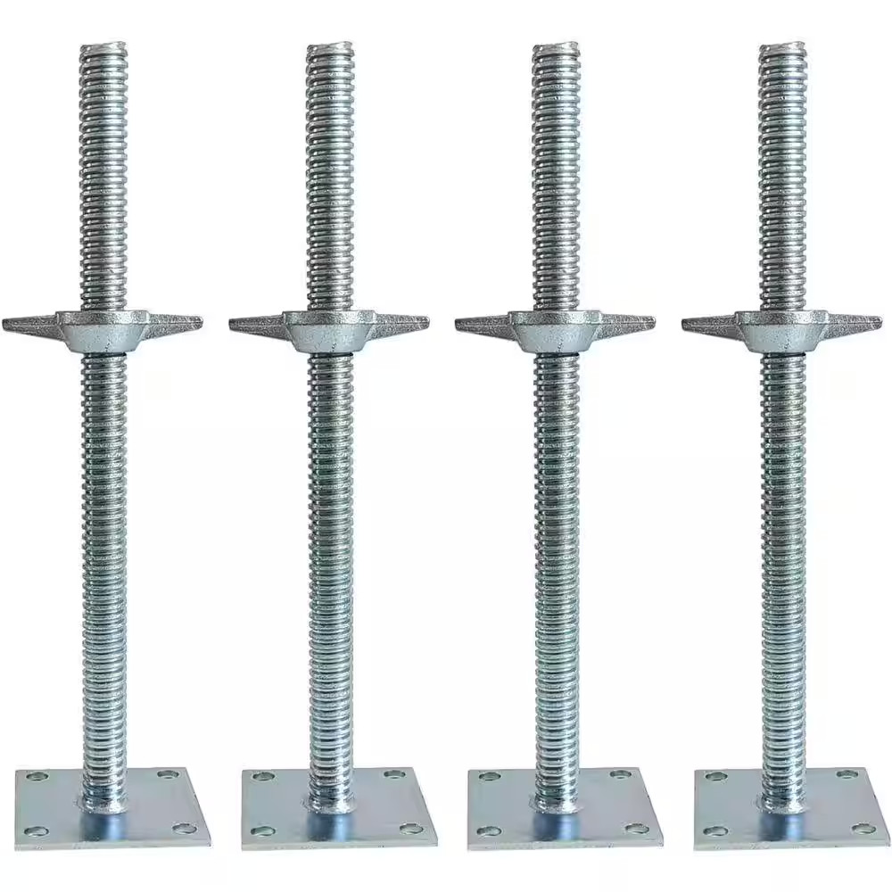 4 Pack Adjustable Leveling Jacks Solid Steel Construction with Base Plate for Ba