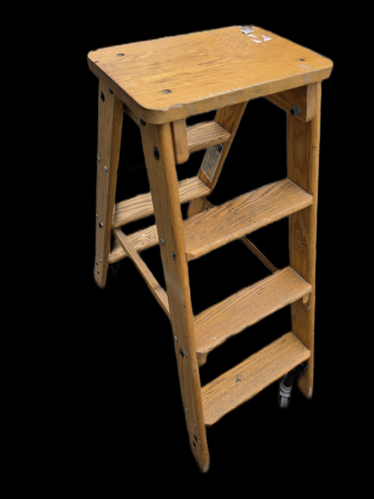 Cotterman Oak Rolling Step Stool Ladder Industrial Library Kitchen Wood 1989 USA