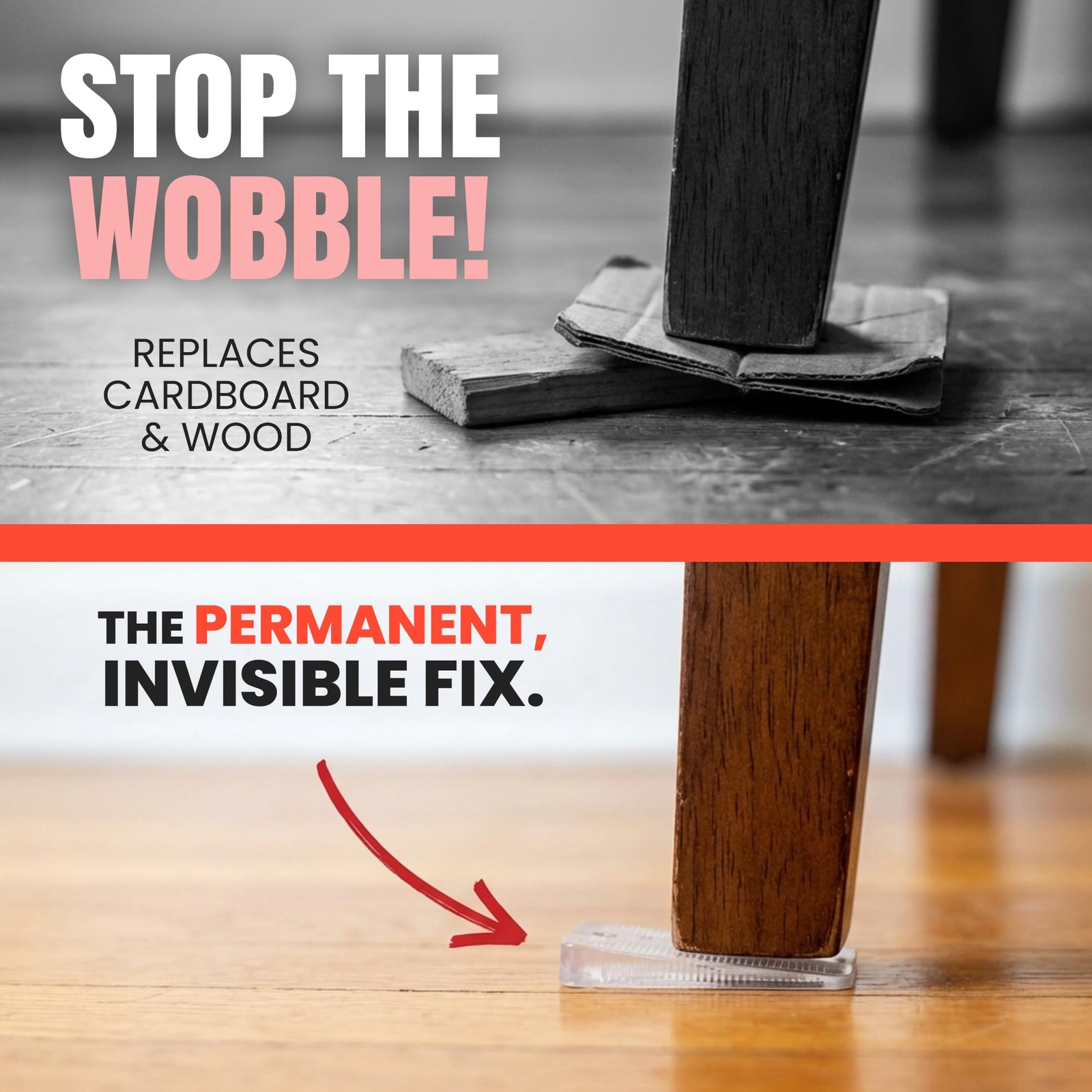 Wobble Wedges Flexible Plastic Shims Multi-Purpose Leveling 6, Clear