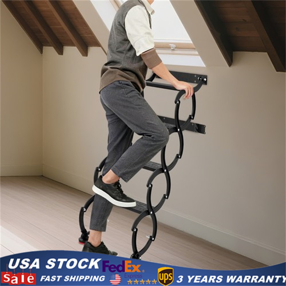 4Step Retractable Folding Stairs Camping Staircase Pull-Down System Attic Ladder
