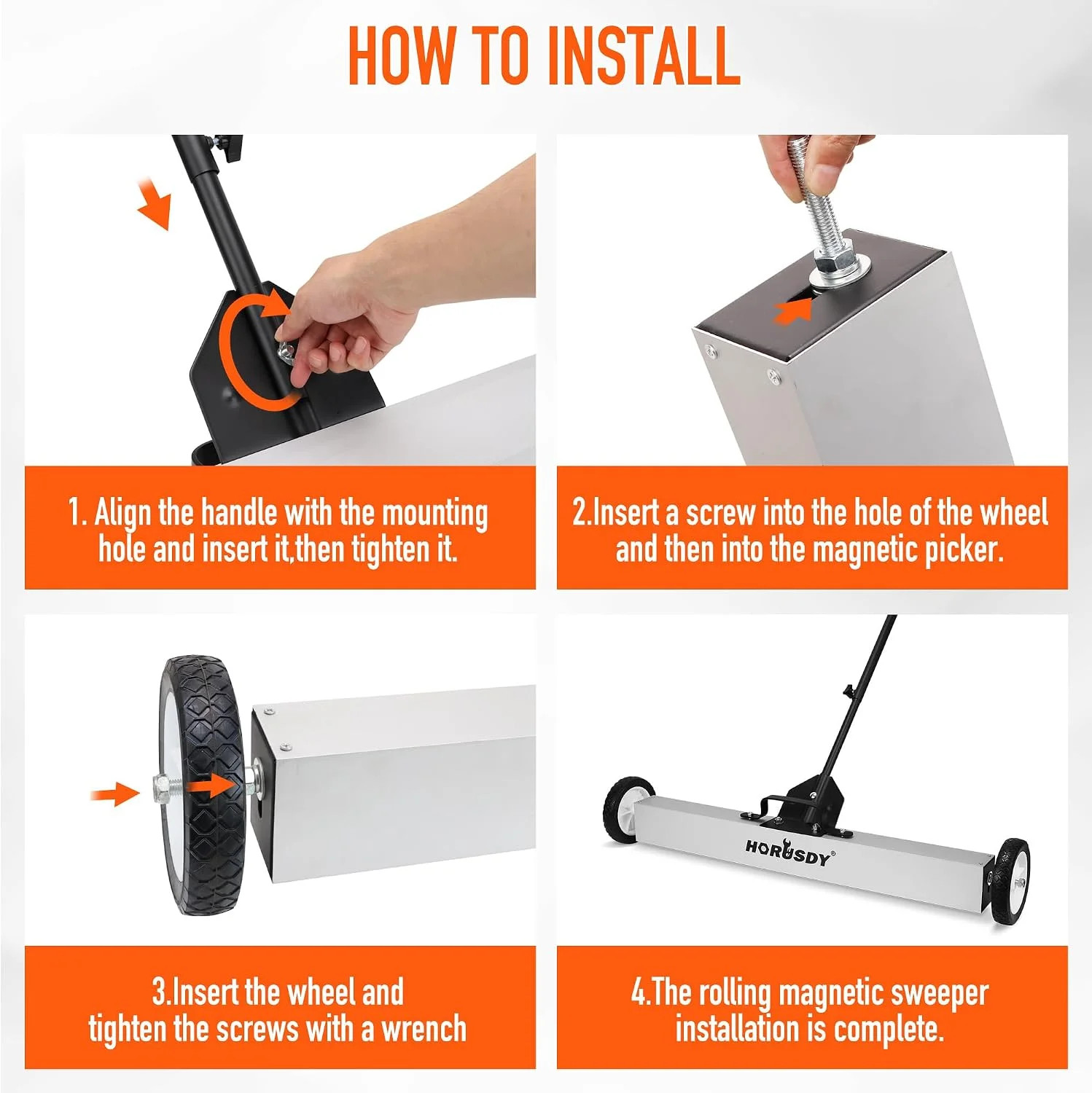17-Inch Rolling Magnetic Sweeper with Wheels | Adjustable Handle | 8.8-Pound Cap
