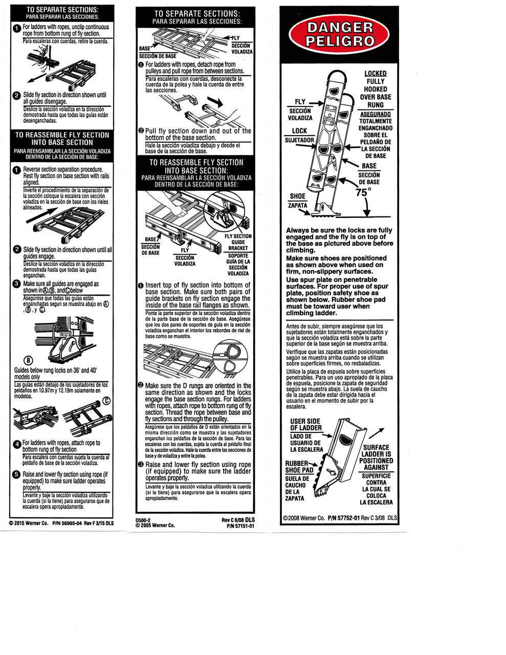 Werner Parts LAE100 Safety Labels – Aluminum Extension Ladders | ALUM EXT LDR LA