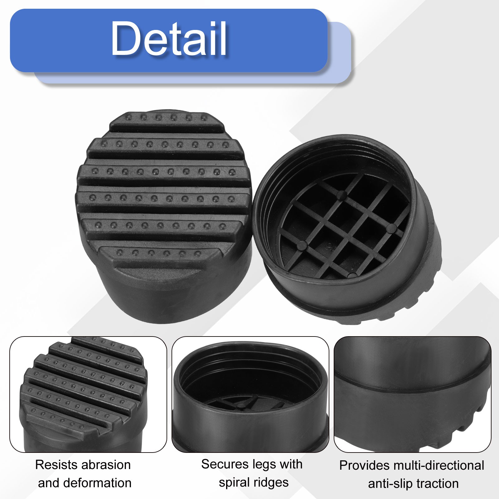 Non Slip Ladder Feet Mat, (2.2″, Black)(4Pcs), Rubber Anti Slip Feet Caps