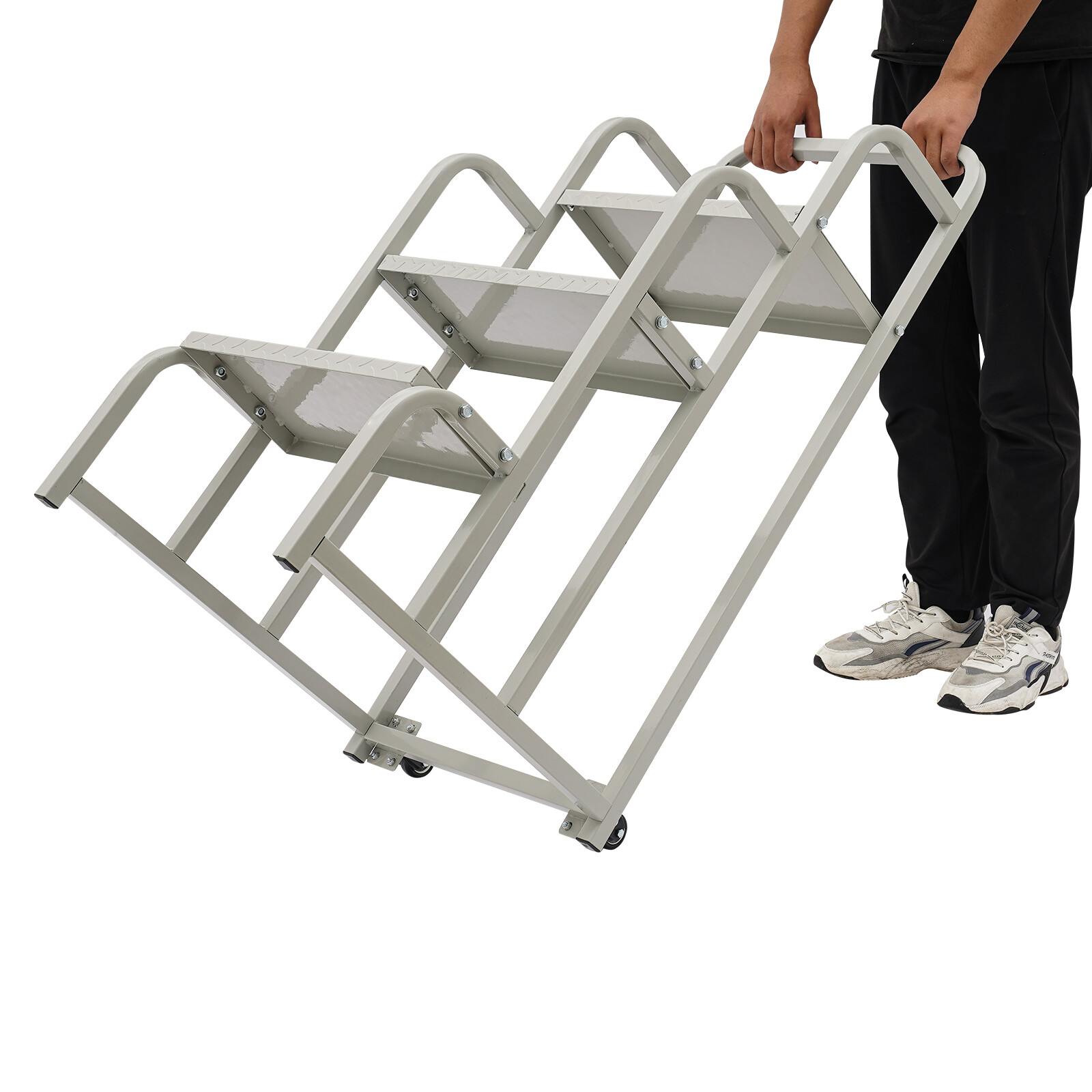 3-Step Stair Rolling Stair Supermarket Ladder Warehouse Pickup Shelf 300kg Load