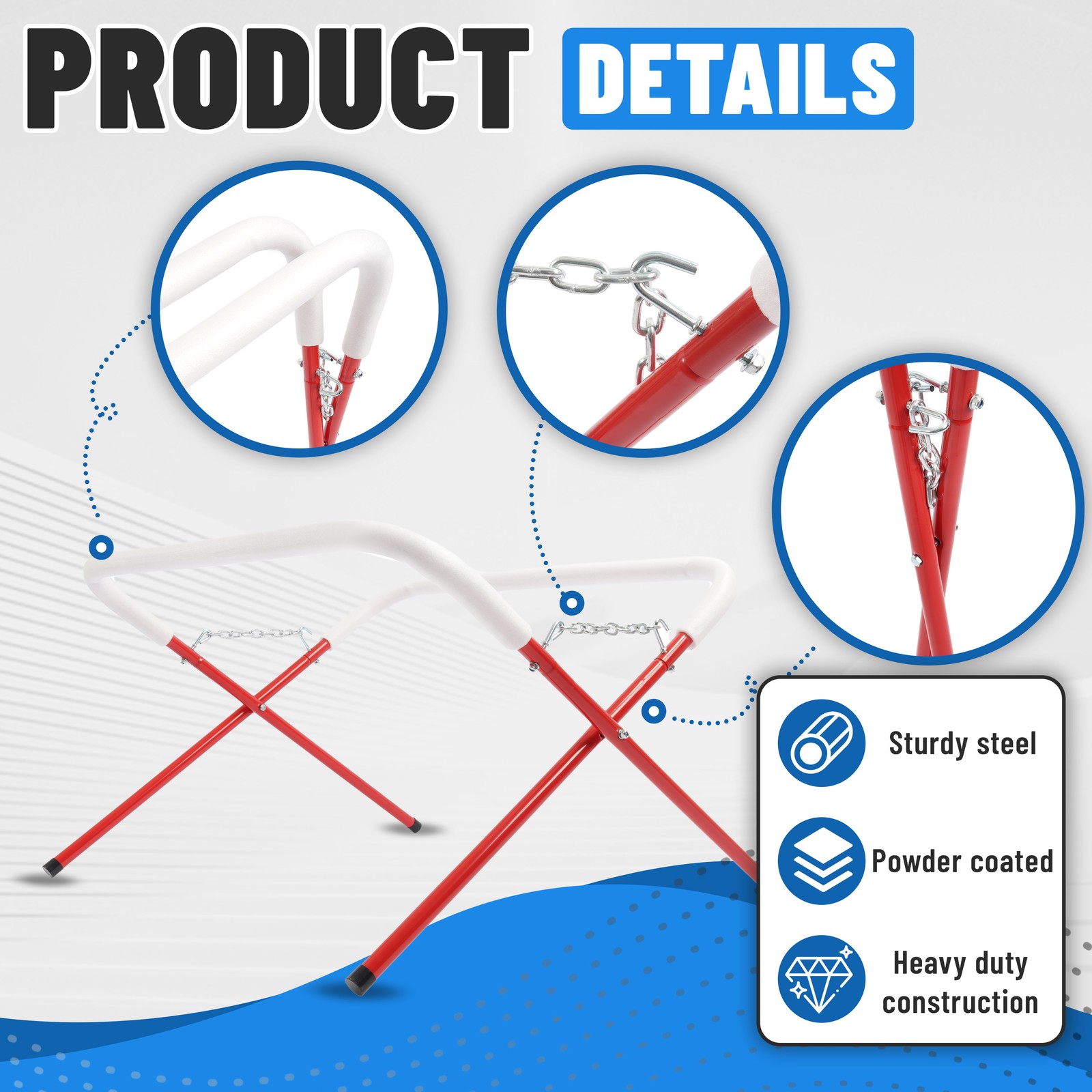 Red 500LBS Portable Folding Work Stand Auto Body Tool Painting Rack Steel Rubber