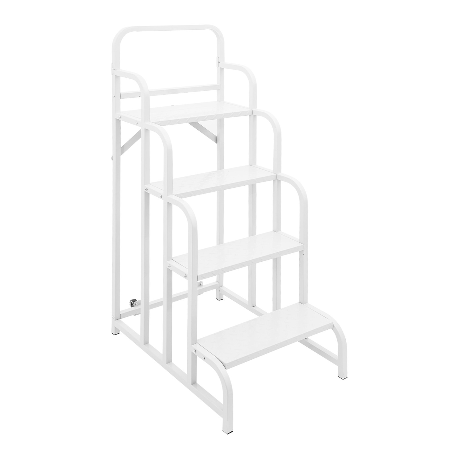 White Stair With Wheels Industrial & Warehouse 4-step Stair Rolling Stair