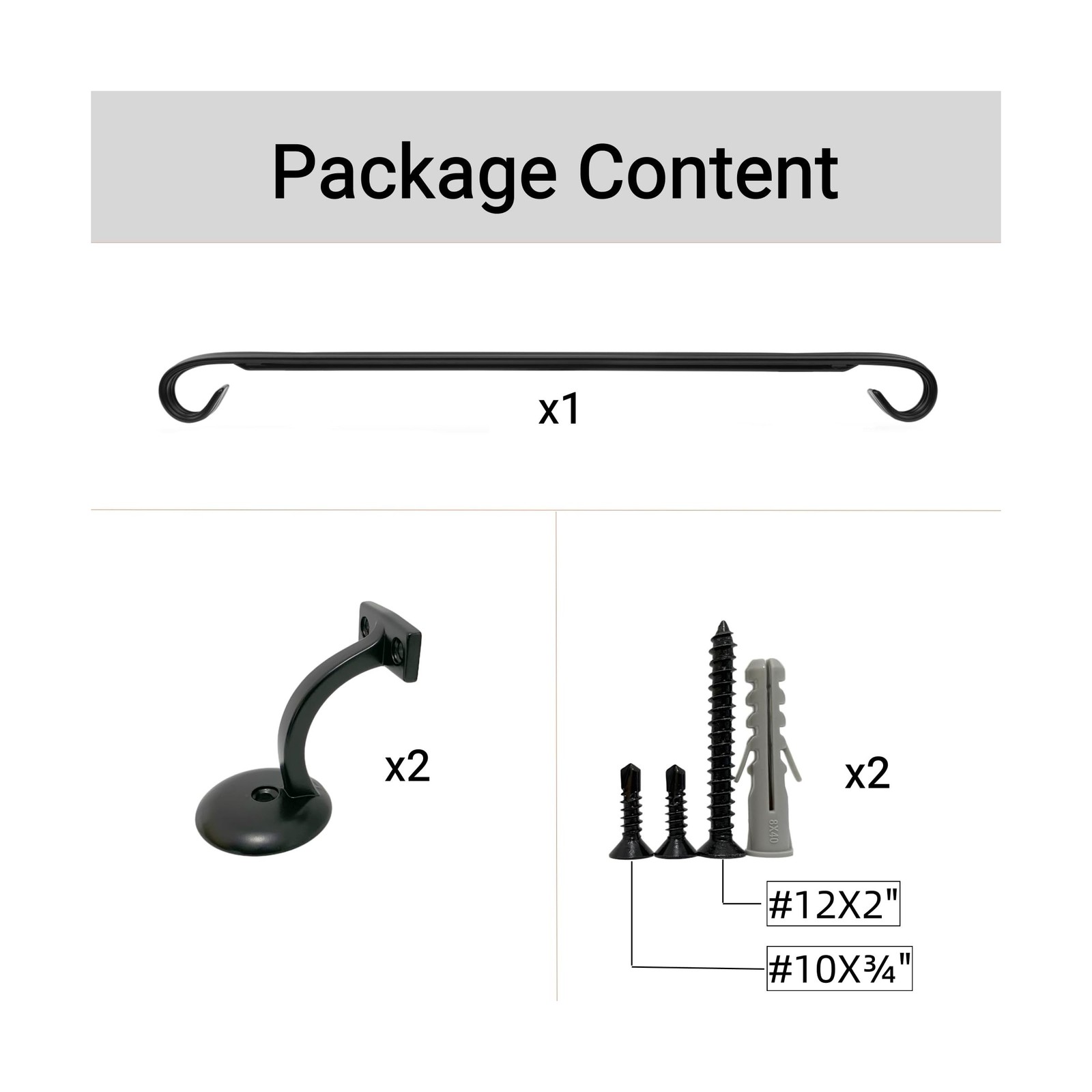 4 Ft Wrought Iron handrail Stair Rail Grab Bar Kit Matte Black Railing Stairc…