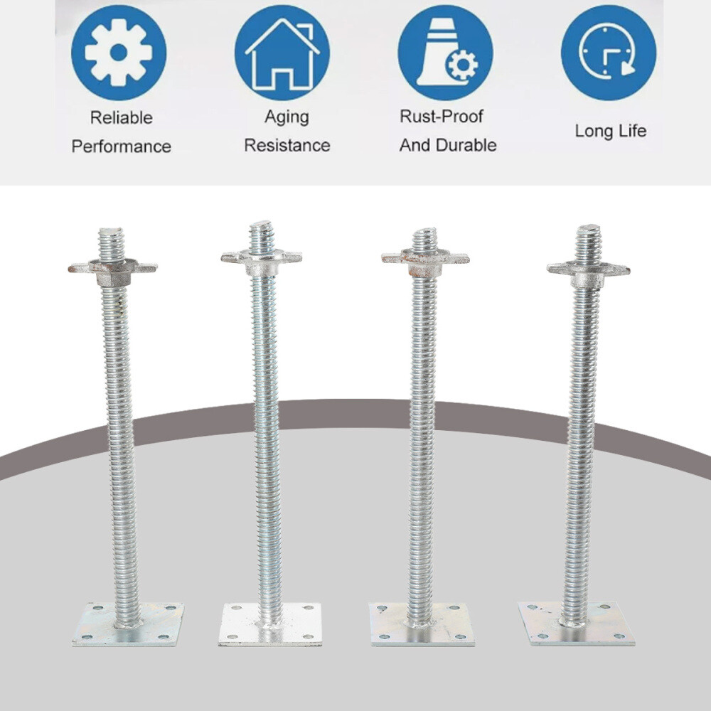 4Pcs Adjustable Leveling Jacks 18″ Scaffolding Solid Screw Jack with Base Plate