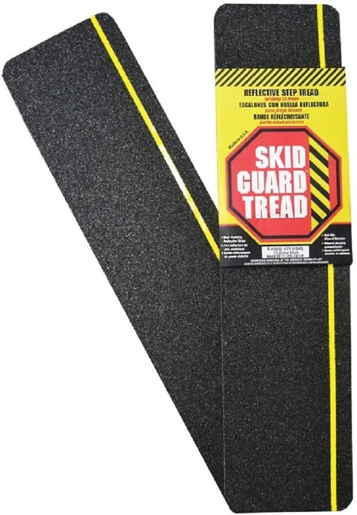 Skid Guard 6″x2′ Black Reflective Stripe Tread Strips Anti-Slip Tape (4 PACK)