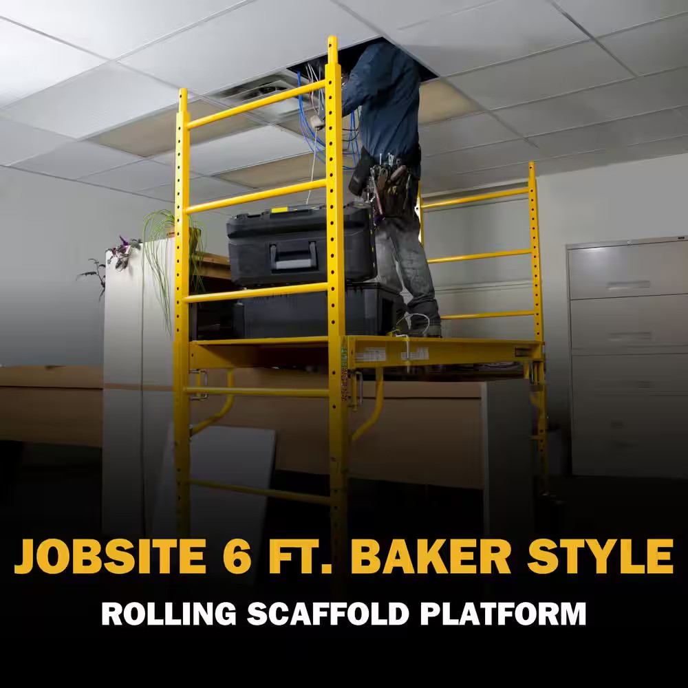 Jobsite 6 Ft. W X 6.25 Ft. H X 2.5 Ft. D Baker Style Rolling Scaffold Platform w