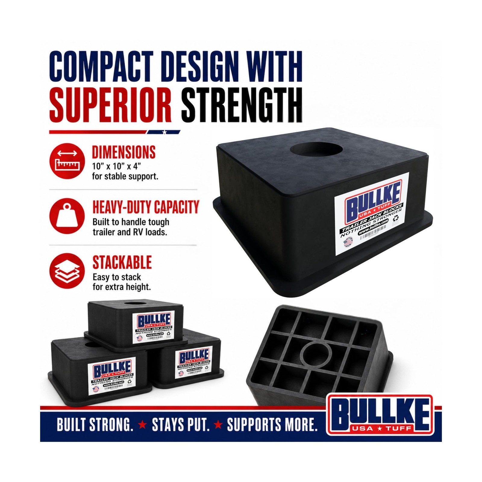 USA-Made Trailer Jack Blocks |Up to 18,000 lbs.| Heavy Duty RV Leveling & Sta…