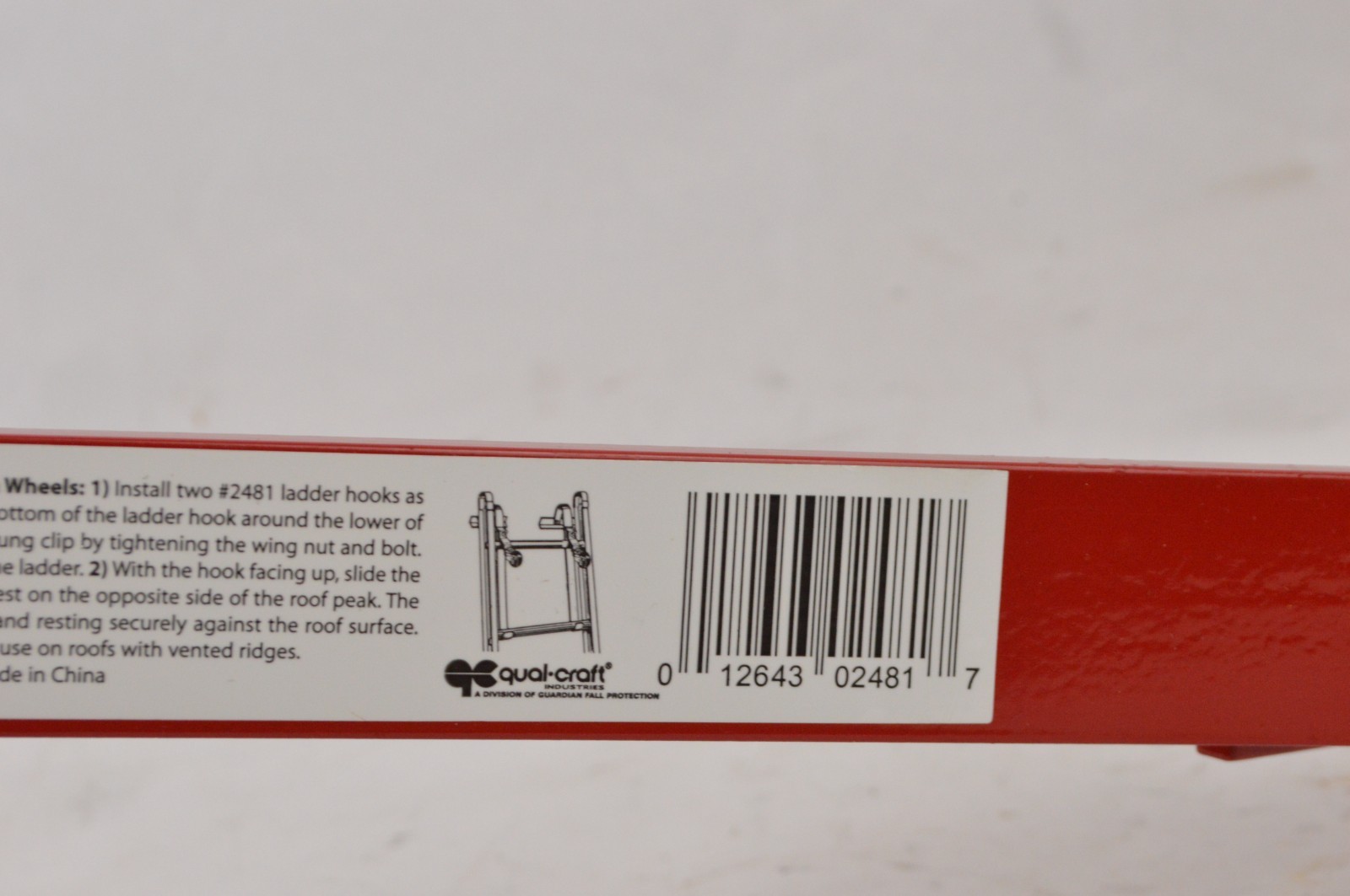 Qualcraft 2481 Steel Ladder Hook Red Powder Coated Weather Resistant Single OEM