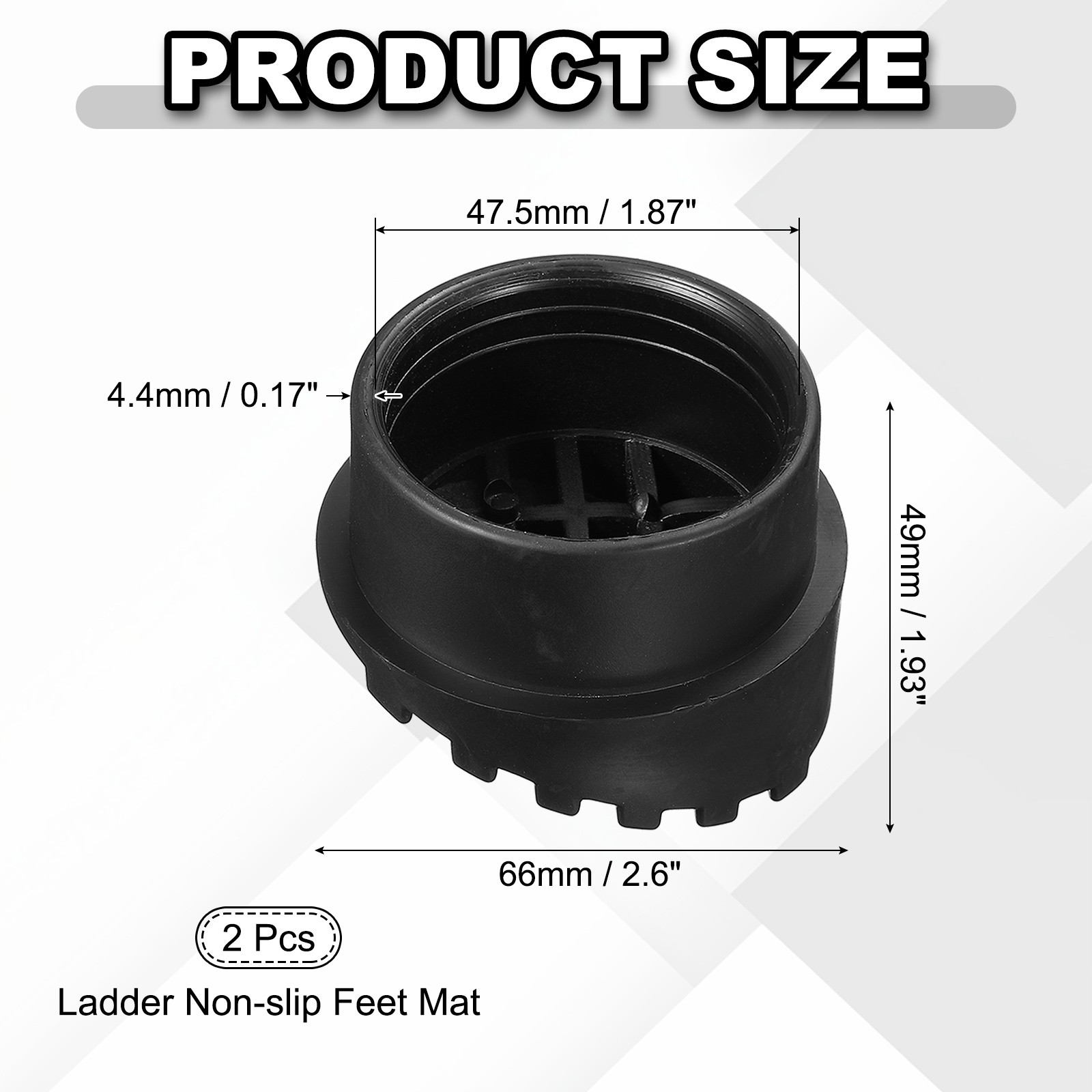 Ladder Non Slip Feet Mat (47.5mm ID)(2Pcs), Rubber Round Step Ladder Foot, Black