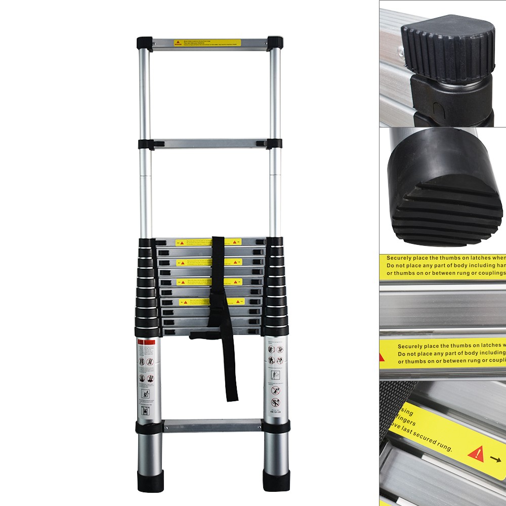LABLT 12.5FT Aluminum Extension Telescoping Heavy Duty Lightweight Step Ladder