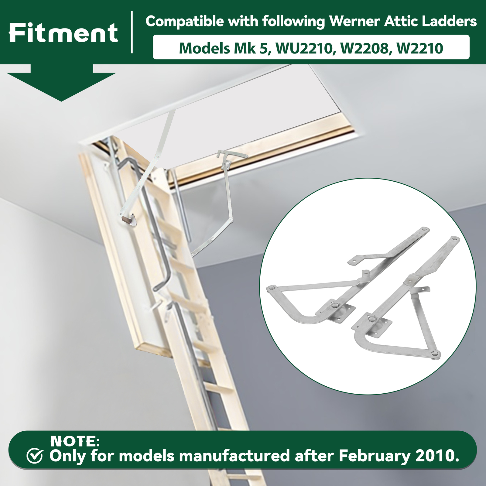 Pair Attic Ladder Spreader Hinge Arms FOR MFG after 2010 Werner Series 55-2