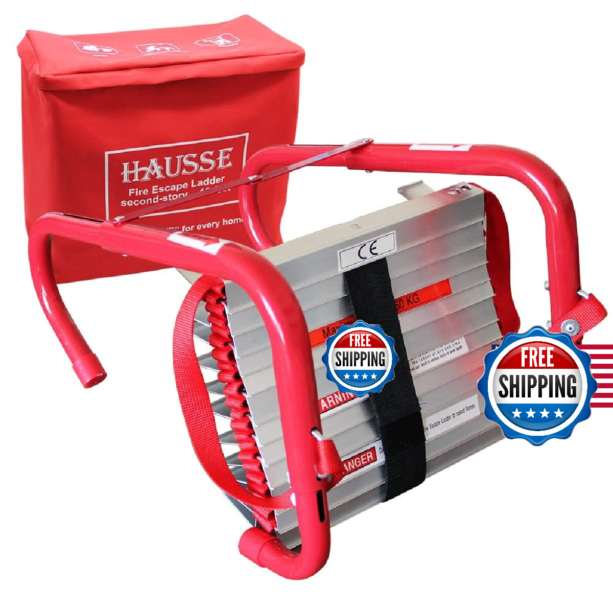 Hausse Retractable 2 Story Fire Escape Ladder, 13 Feet