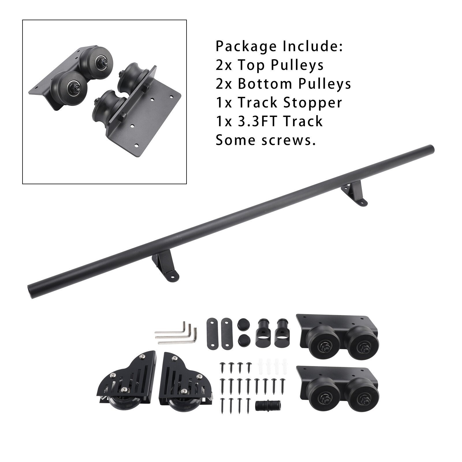 Rolling Library Sliding Ladder Hardware Kit with Brake 3.3FT Round Tube B9