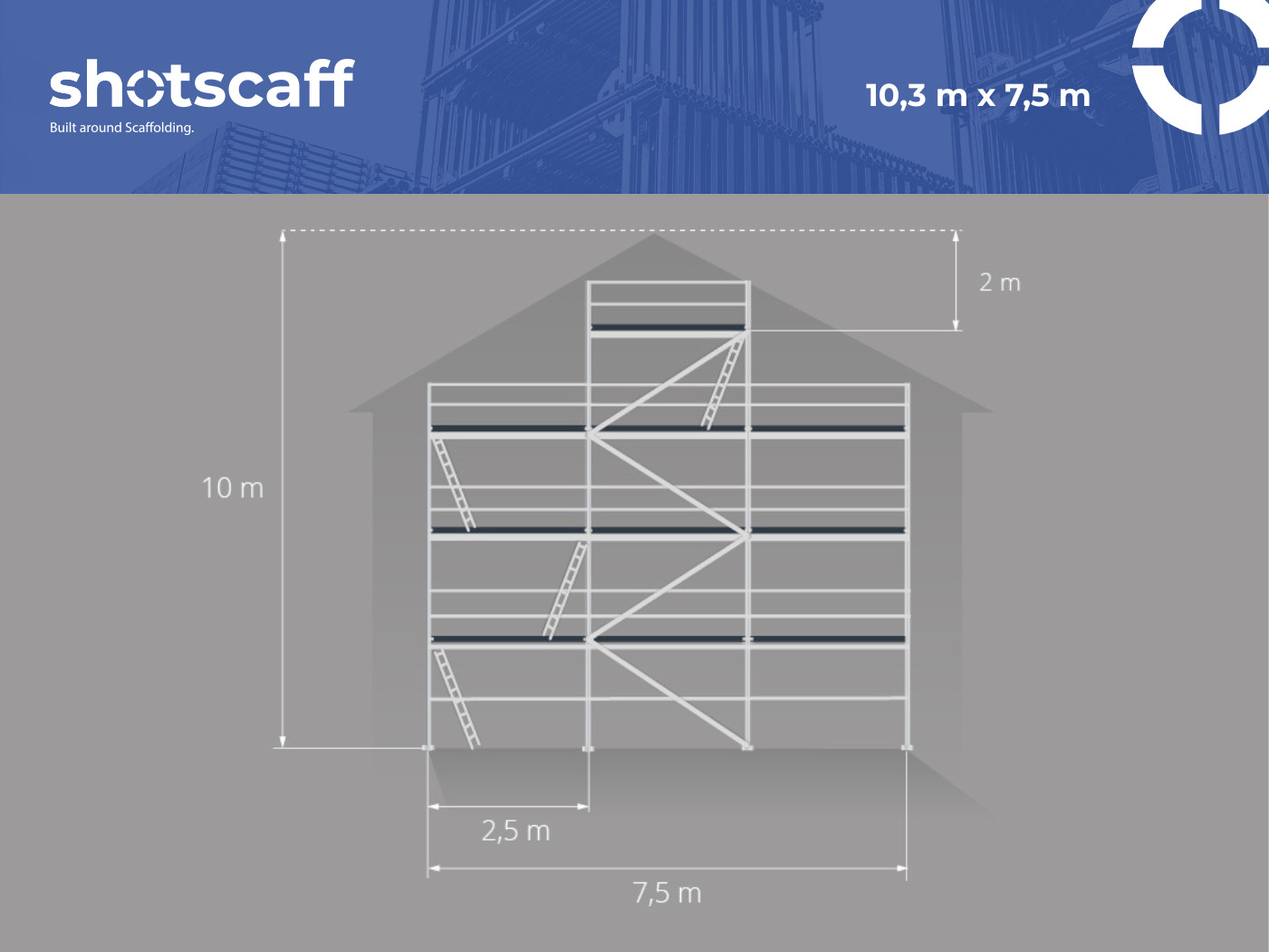 NEW 10×7.5m gable scaffolding no used scaff 74 scaffolding
